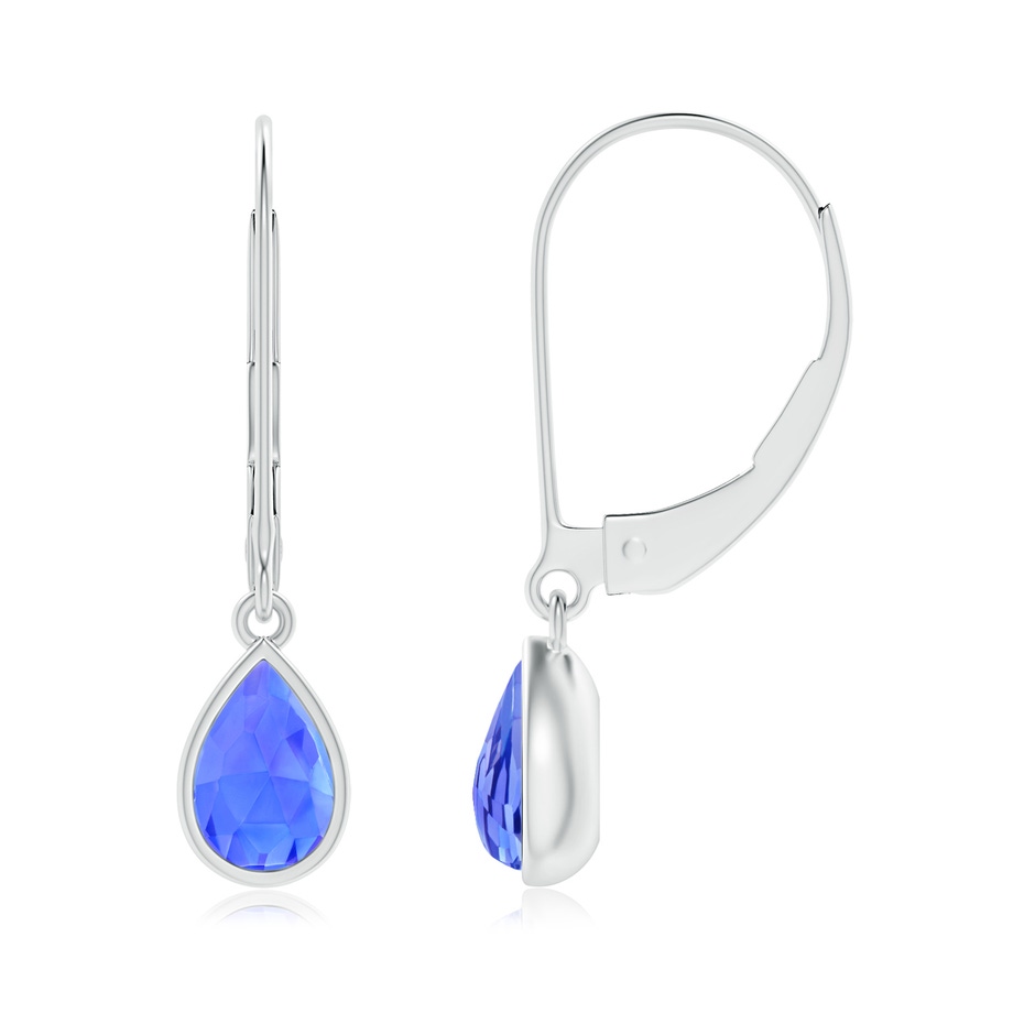 6x4mm AAA Pear-Shaped Tanzanite Solitaire Drop Earrings in White Gold 