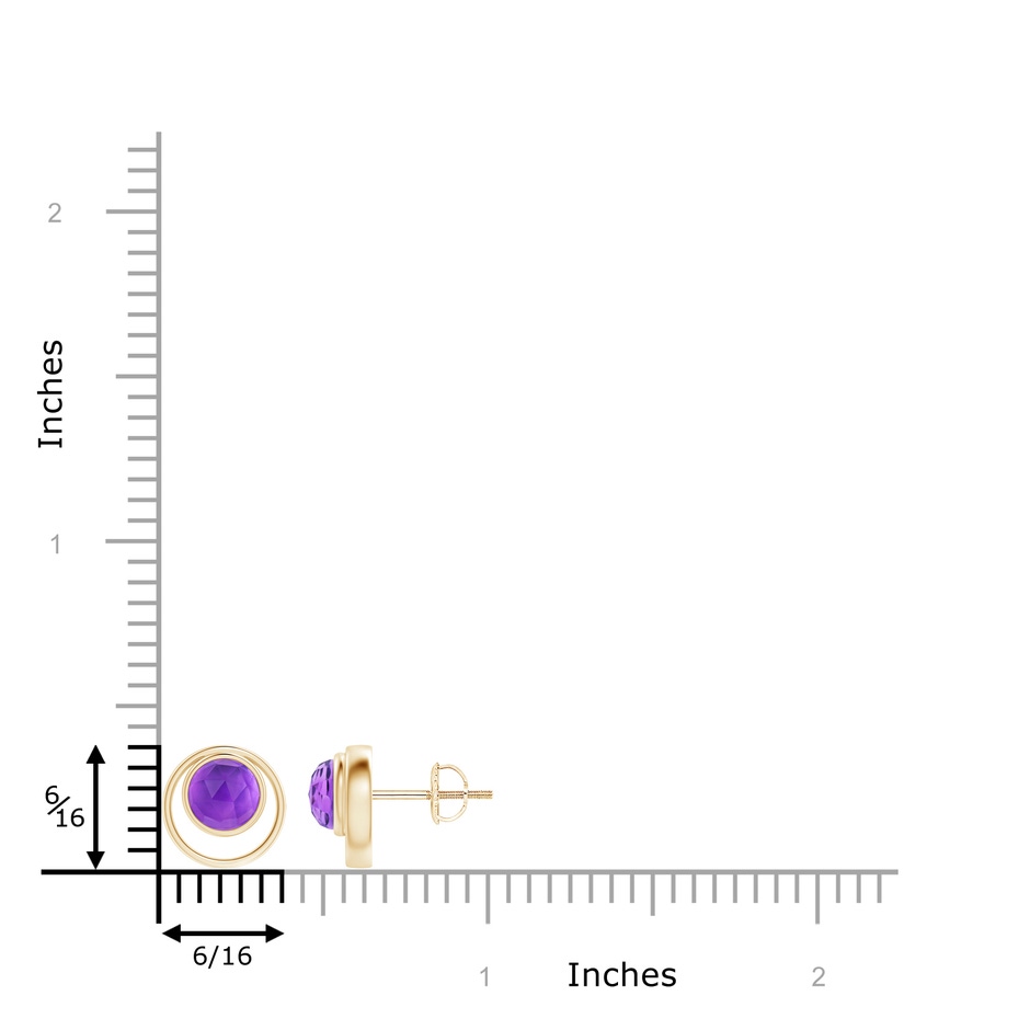 5mm AAA Bezel Set Amethyst Concentric Circle Stud Earrings in Yellow Gold product image