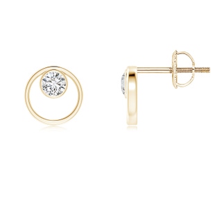 3.2mm HSI2 Bezel-Set Diamond Solitaire Open Circle Stud Earrings in Yellow Gold