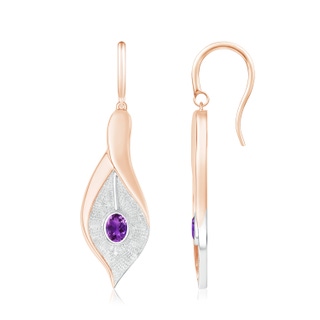 4x3mm AAAA Bezel Set Amethyst Calla Lily Drop Earrings in 9K Rose Gold 9K White Gold