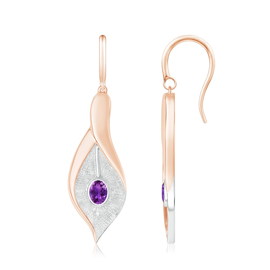 4x3mm AAAA Bezel Set Amethyst Calla Lily Drop Earrings in Rose Gold White Gold 