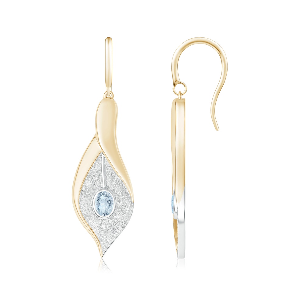 4x3mm A Bezel Set Aquamarine Calla Lily Drop Earrings in 9K Yellow Gold 9K White Gold 