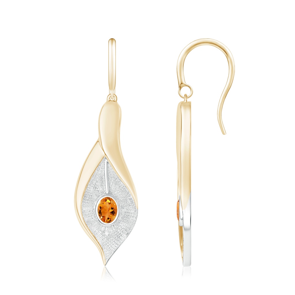 4x3mm AAA Bezel Set Citrine Calla Lily Drop Earrings in Yellow Gold White Gold
