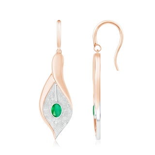 4x3mm A Bezel Set Emerald Calla Lily Drop Earrings in 9K Rose Gold 9K White Gold