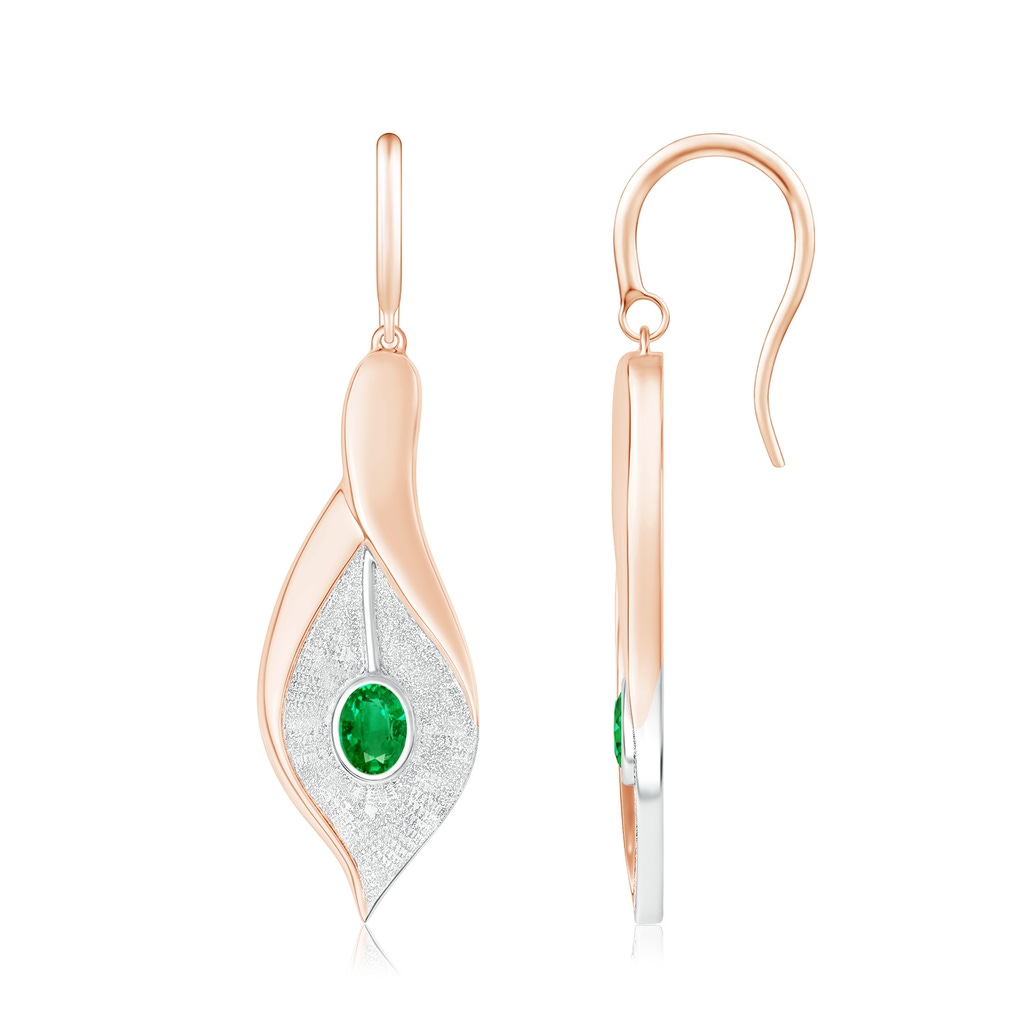 4x3mm AAA Bezel Set Emerald Calla Lily Drop Earrings in Rose Gold White Gold