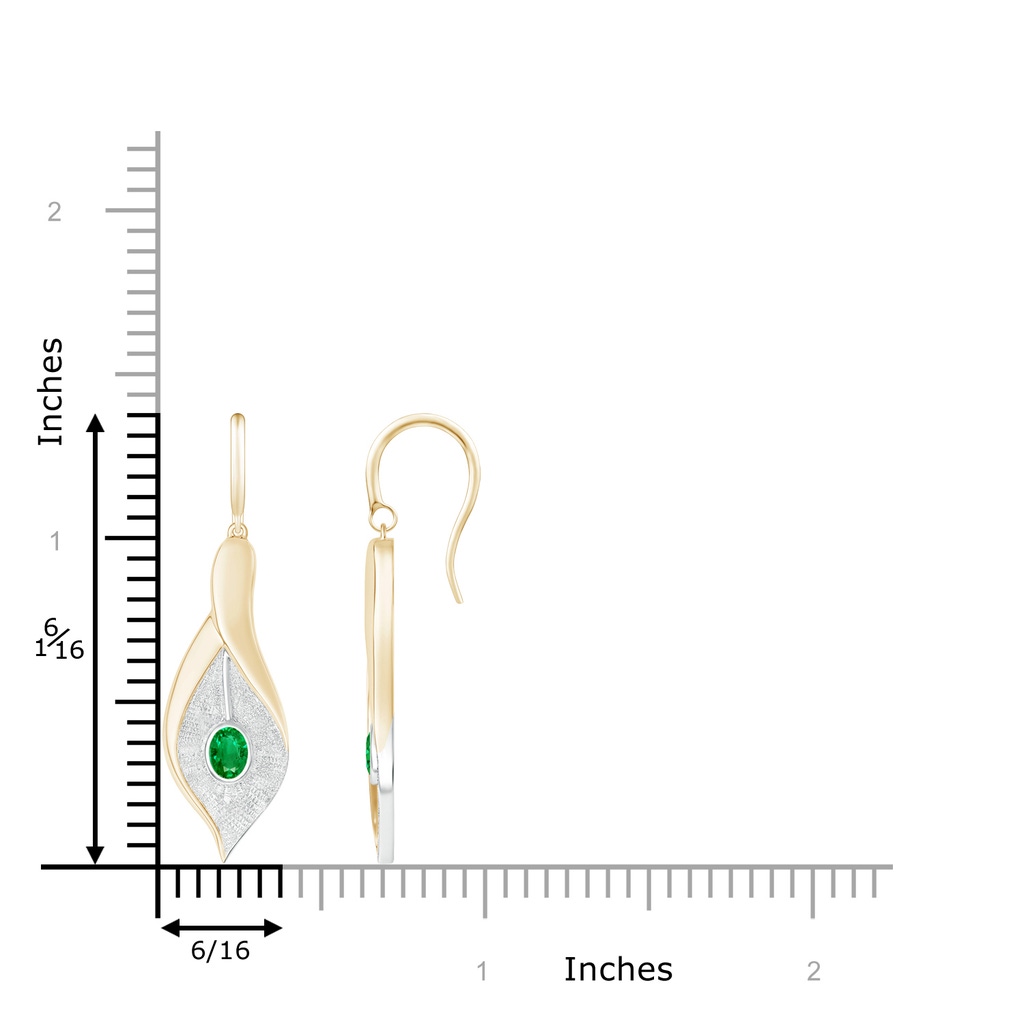 4x3mm AAA Bezel Set Emerald Calla Lily Drop Earrings in Yellow Gold White Gold Product Image
