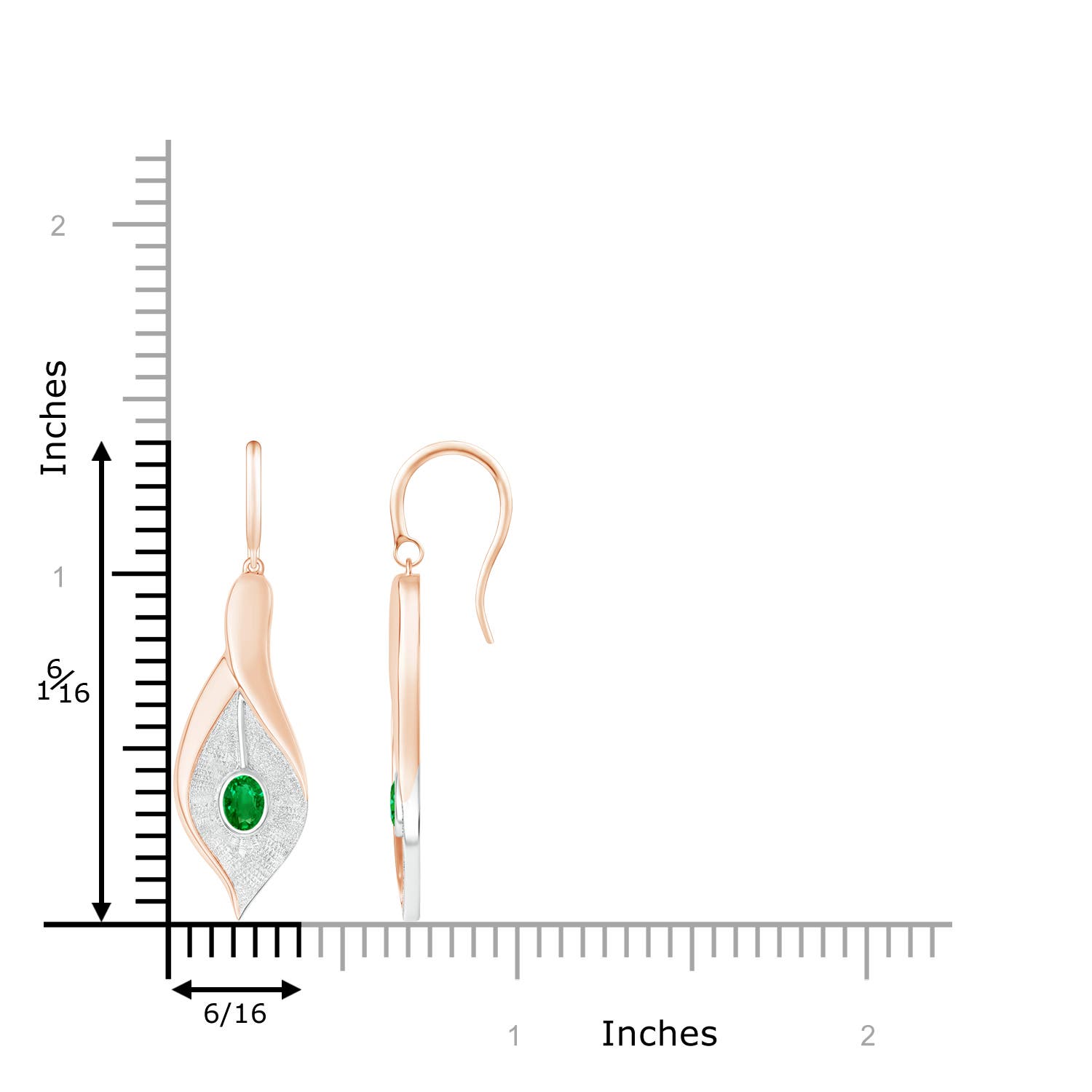 ANGARA Natural Emerald Oval Drop Earrings in 14K & Gold (Grade-AAAA, 4x3mm) - Picture 3 of 19