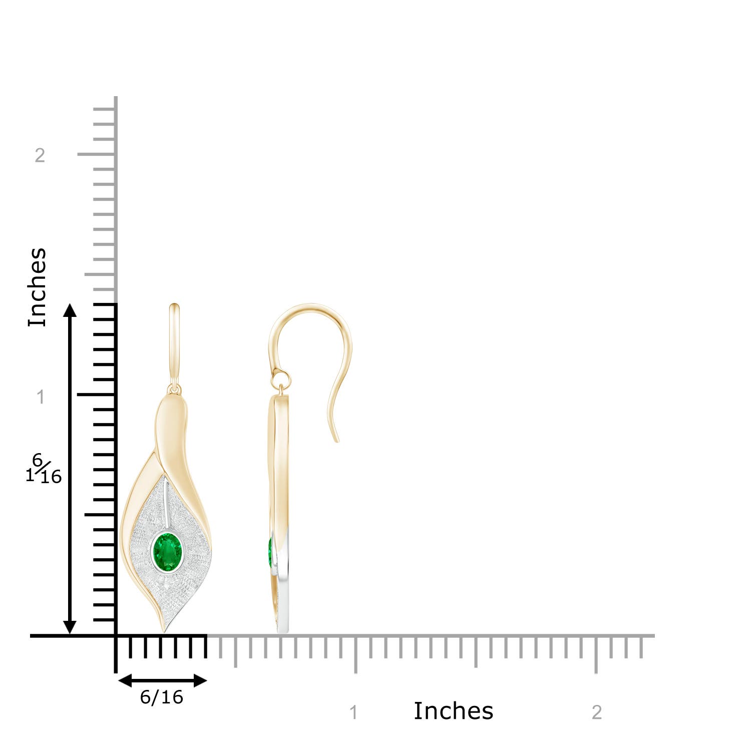 ANGARA Natural Emerald Oval Drop Earrings in 14K & Gold (Grade-AAAA, 4x3mm) - Picture 12 of 19