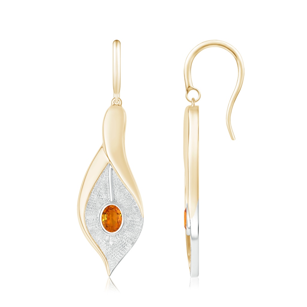 4x3mm AAA Bezel Set Orange Sapphire Calla Lily Drop Earrings in Yellow Gold White Gold 