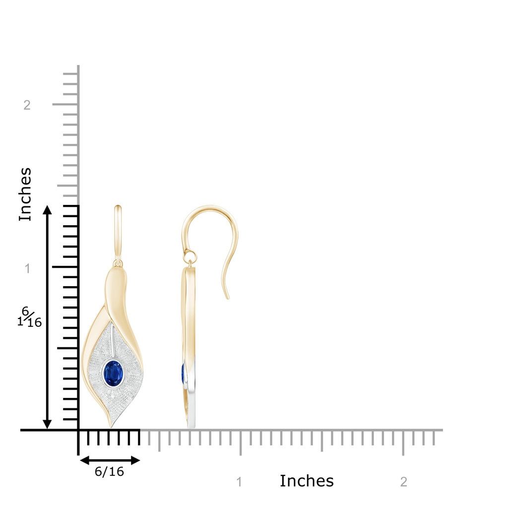 4x3mm AAA Bezel Set Sapphire Calla Lily Drop Earrings in Yellow Gold White Gold Product Image