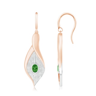 4x3mm AA Bezel Set Tsavorite Calla Lily Drop Earrings in Rose Gold White Gold