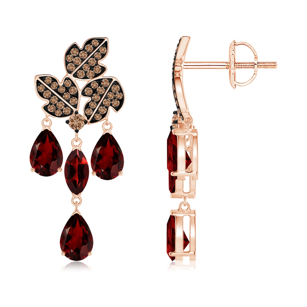 6x3mm AAA Pear and Marquise Garnet Grapevine Earrings in Rose Gold