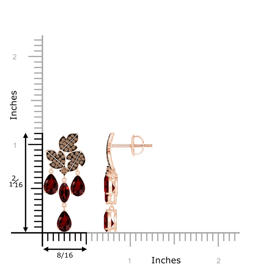 6x3mm AAA Pear and Marquise Garnet Grapevine Earrings in Rose Gold product image