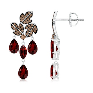 6x3mm AAA Pear and Marquise Garnet Grapevine Earrings in White Gold