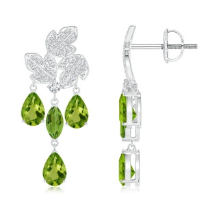 6x3mm AAAA Pear and Marquise Peridot Grapevine Earrings in White Gold