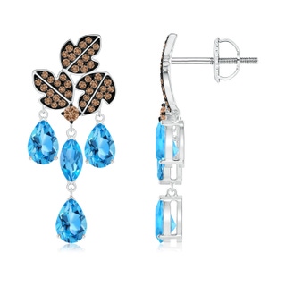 6x3mm AAA Pear and Marquise Swiss Blue Topaz Grapevine Earrings in White Gold