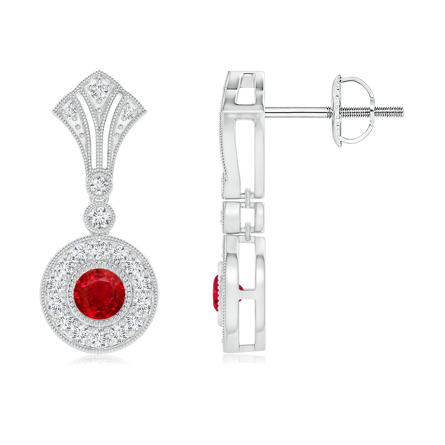 AAA - Ruby / 0.76 CT / 14 KT White Gold