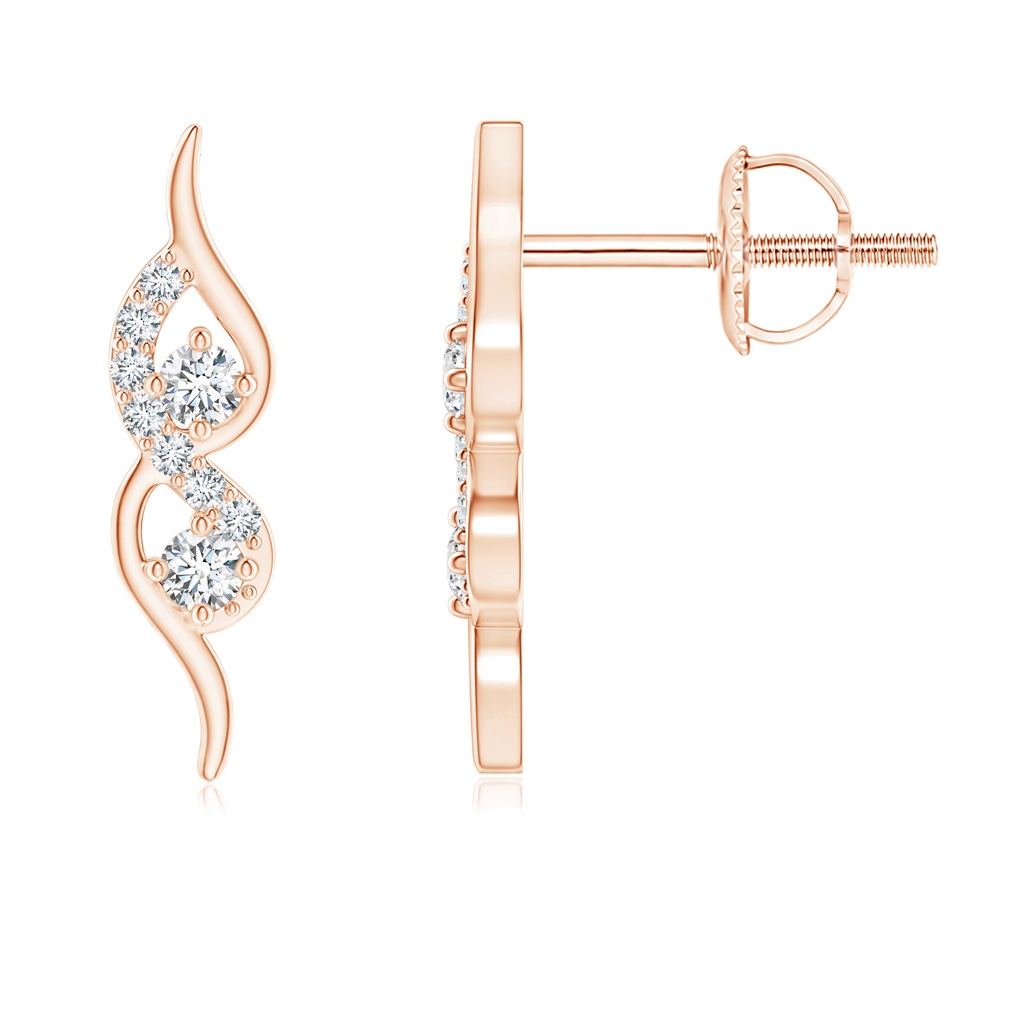 1.6mm GVS2 Flame-Shaped Diamond Stud Earrings in Rose Gold