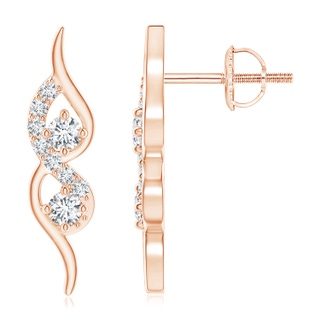 2.1mm GVS2 Flame-Shaped Diamond Stud Earrings in Rose Gold