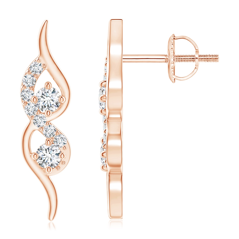 2.1mm GVS2 Flame-Shaped Diamond Stud Earrings in Rose Gold 
