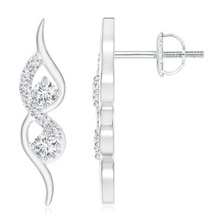 2.1mm GVS2 Flame-Shaped Diamond Stud Earrings in White Gold