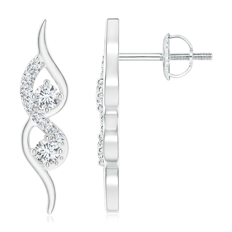 2.1mm GVS2 Flame-Shaped Diamond Stud Earrings in White Gold 