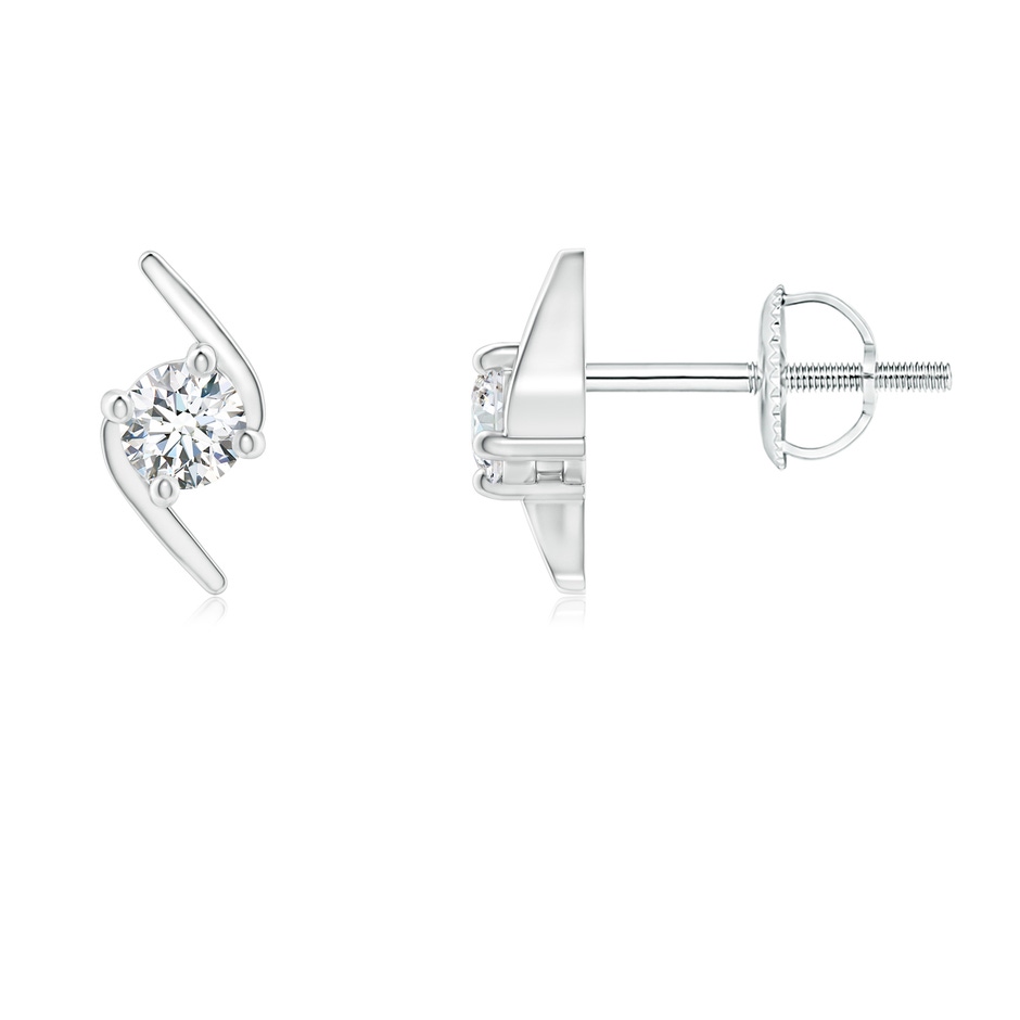 3mm GVS2 Solitaire Diamond Bypass Stud Earrings in White Gold 