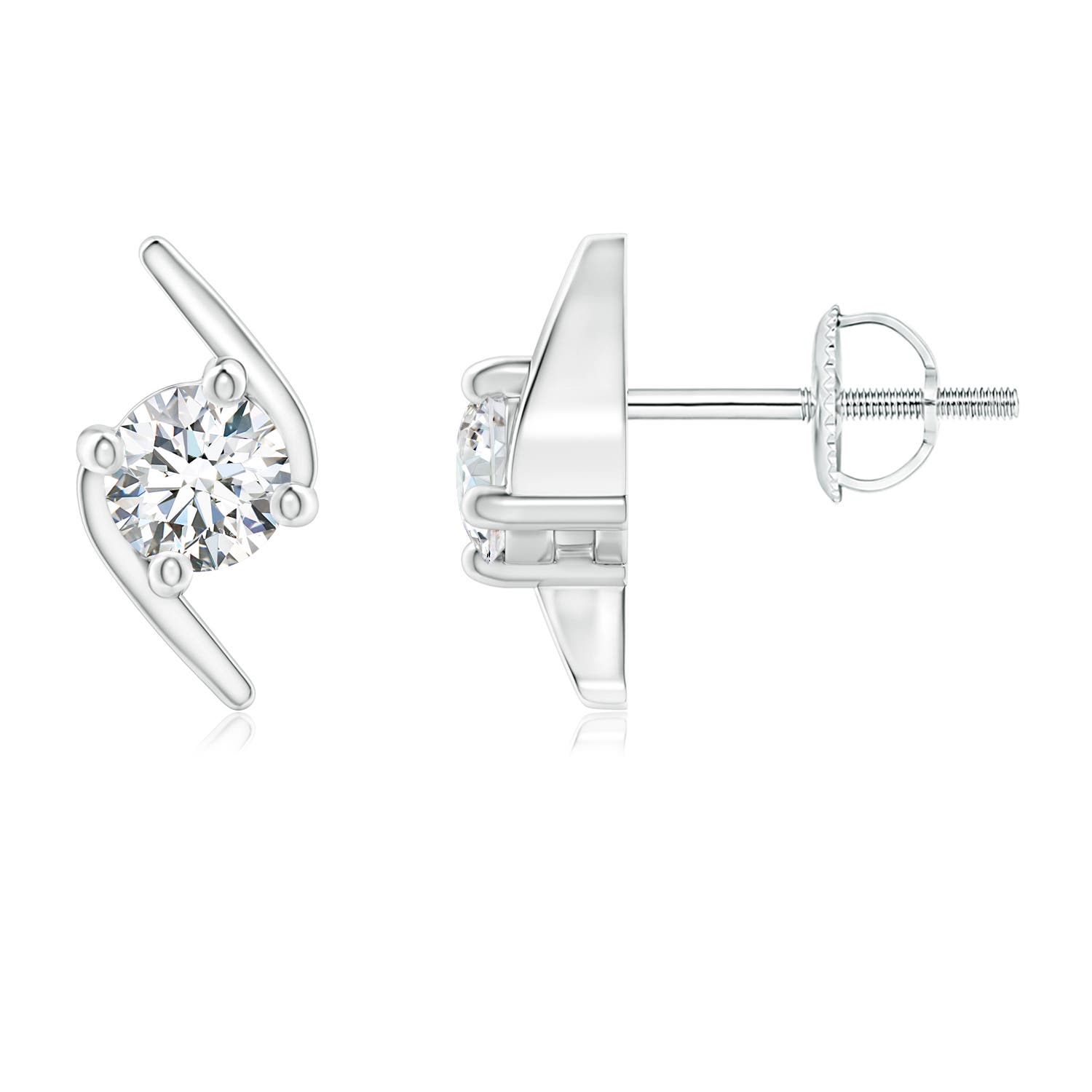 4.1mm GVS2 Solitaire Diamond Bypass Stud Earrings in P950 Platinum