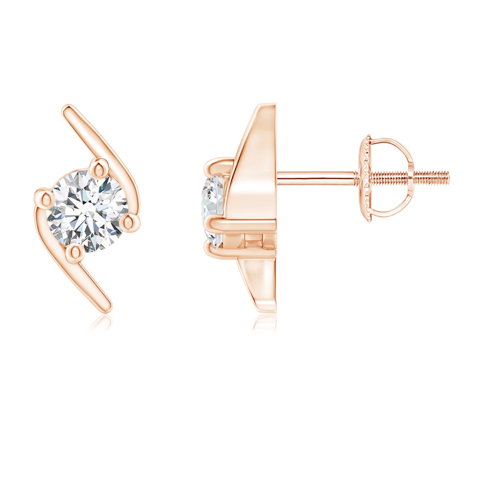 4.1mm GVS2 Solitaire Diamond Bypass Stud Earrings in Rose Gold 