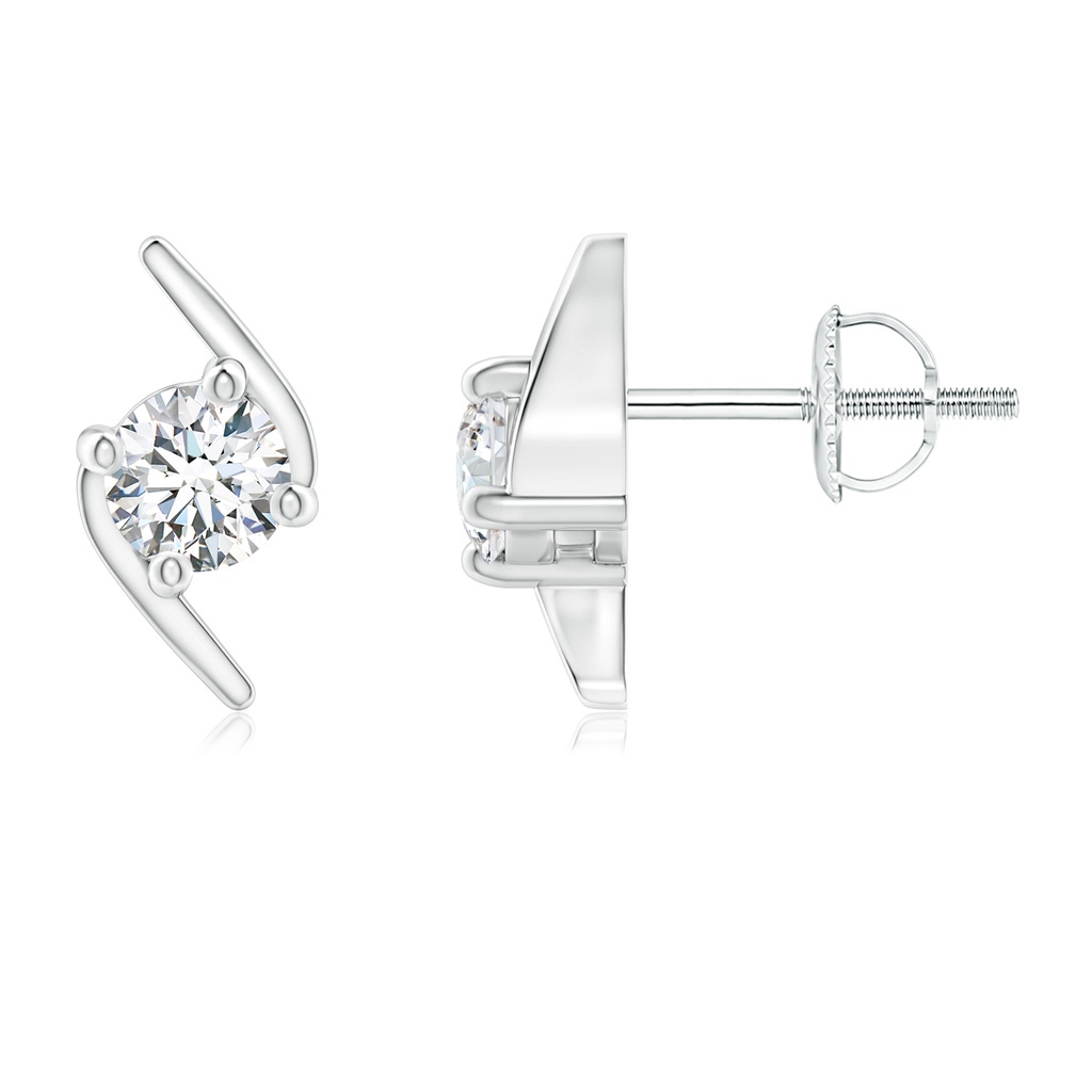 4.1mm GVS2 Solitaire Diamond Bypass Stud Earrings in White Gold