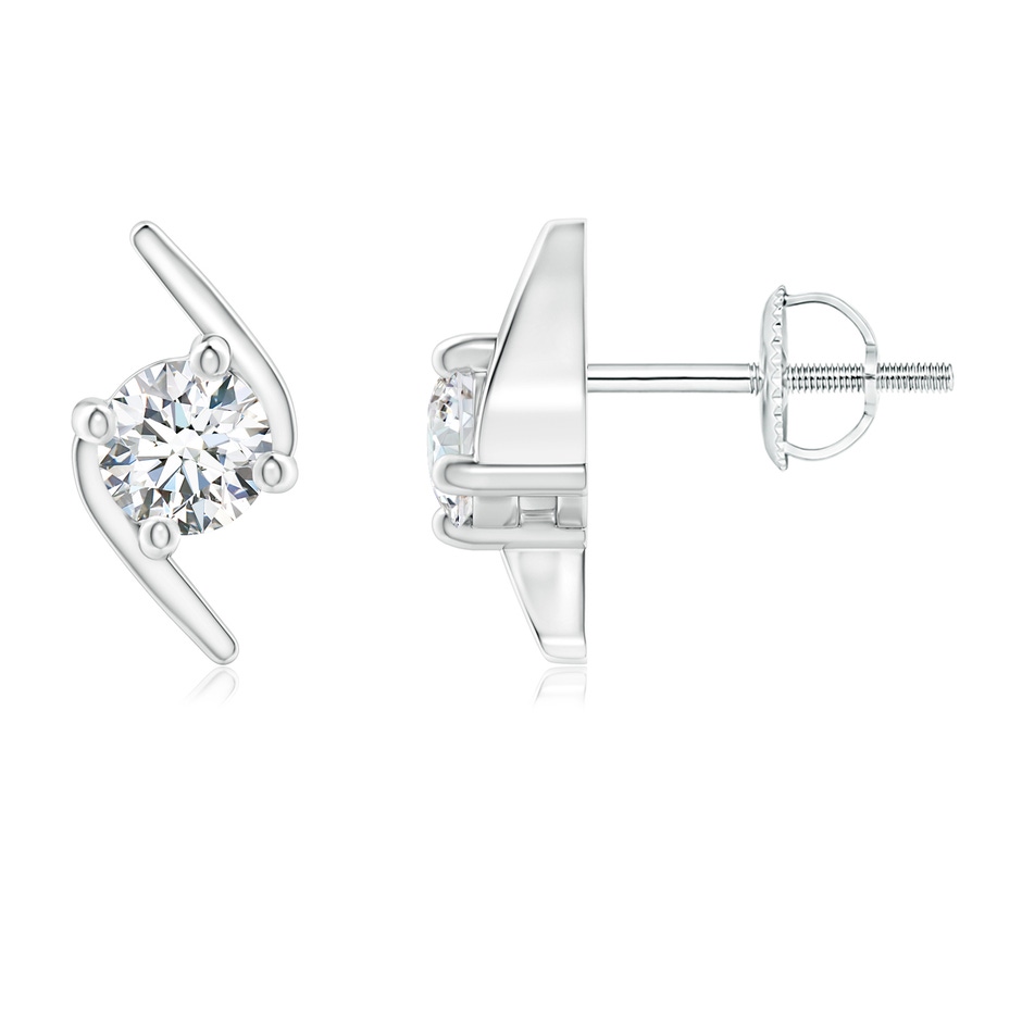 4.1mm GVS2 Solitaire Diamond Bypass Stud Earrings in White Gold 