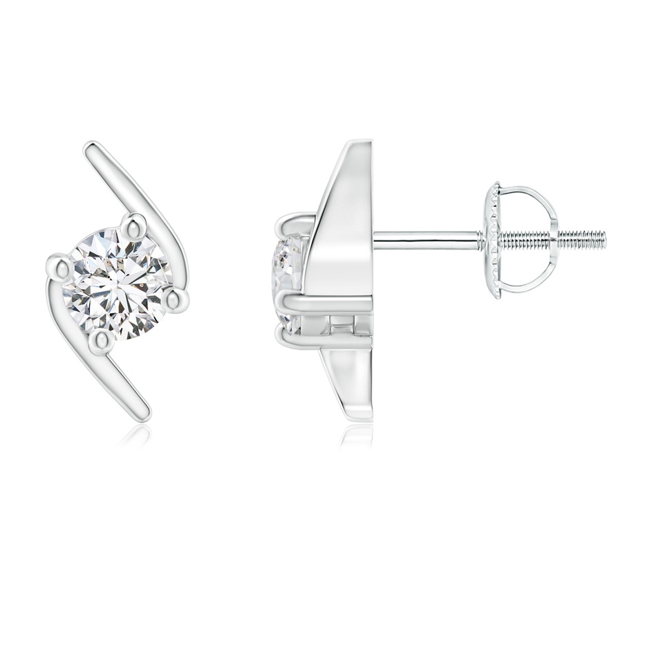 4.1mm HSI2 Solitaire Diamond Bypass Stud Earrings in White Gold 