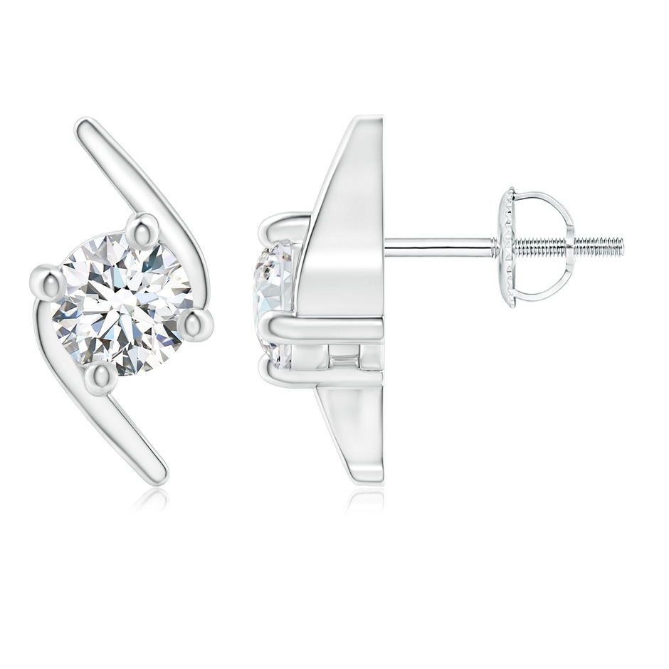 5mm GVS2 Solitaire Diamond Bypass Stud Earrings in White Gold 