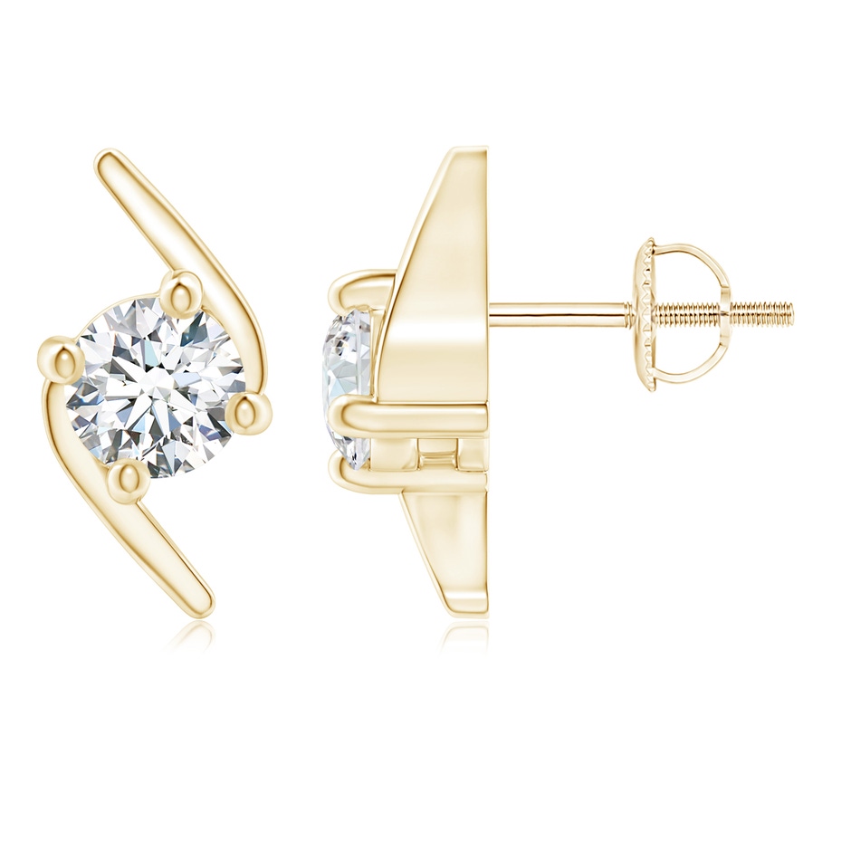 5mm GVS2 Solitaire Diamond Bypass Stud Earrings in Yellow Gold 
