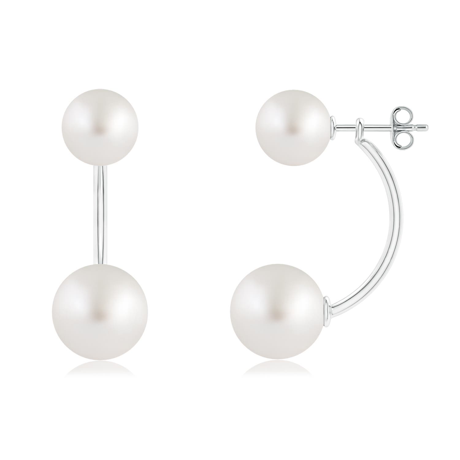 10mm AA South Sea Pearl Front Back Stud Earrings in S999 Silver