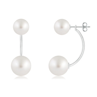 10mm AA South Sea Pearl Front Back Stud Earrings in S999 Silver