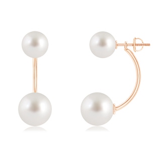 10mm AAA South Sea Pearl Front Back Stud Earrings in 9K Rose Gold