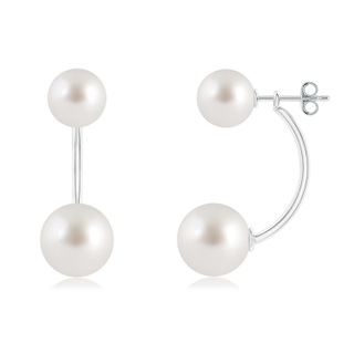 10mm AAA South Sea Pearl Front Back Stud Earrings in S999 Silver