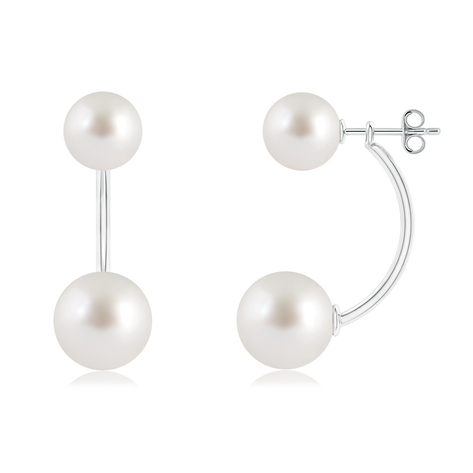 10mm AAA South Sea Pearl Front Back Stud Earrings in S999 Silver 