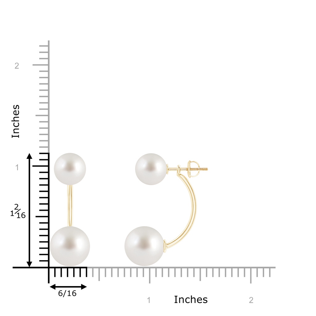 10mm AAA South Sea Pearl Front Back Stud Earrings in Yellow Gold Product Image