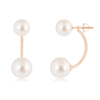 10mm AAAA South Sea Pearl Front Back Stud Earrings in 9K Rose Gold