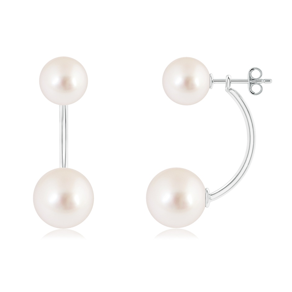 10mm AAAA South Sea Pearl Front Back Stud Earrings in S999 Silver 