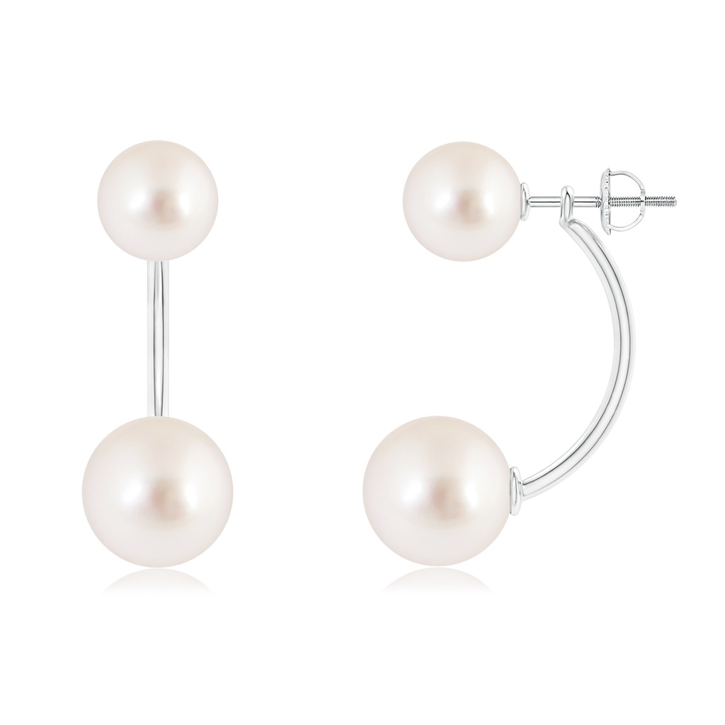 10mm AAAA South Sea Pearl Front Back Stud Earrings in White Gold