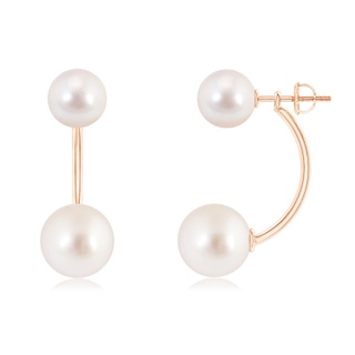 10mm AAAA White South Sea & Japanese Akoya Pearl Front Back Earrings in Rose Gold