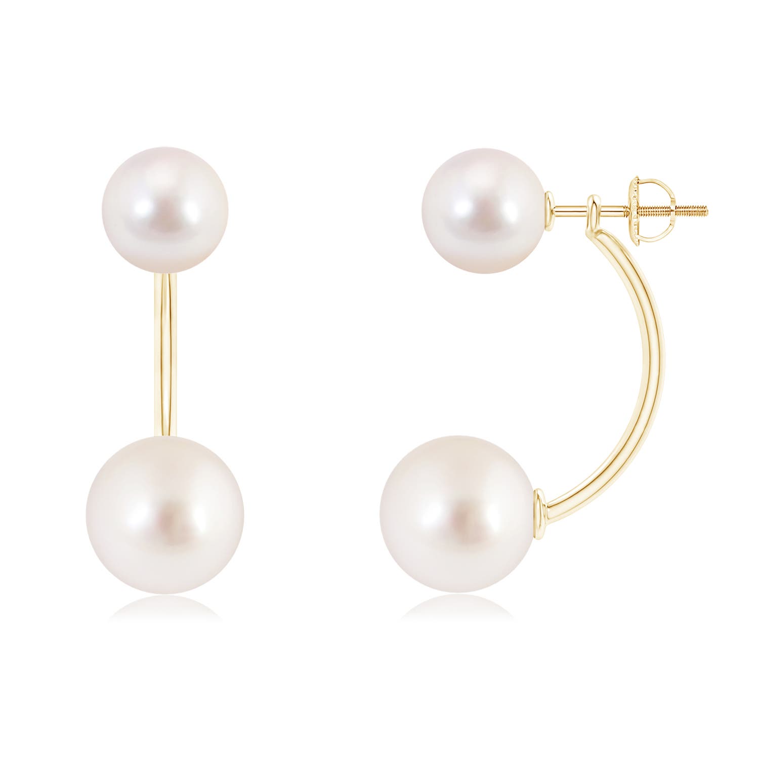 White South Sea & Japanese Akoya Pearl Front Back Earrings | Angara