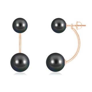 10mm AA Tahitian Pearl Front Back Stud Earrings in Rose Gold