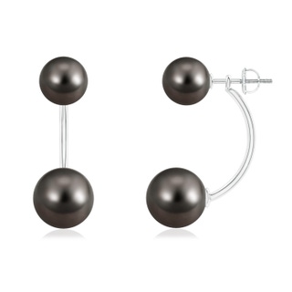 10mm AAA Tahitian Pearl Front Back Stud Earrings in White Gold