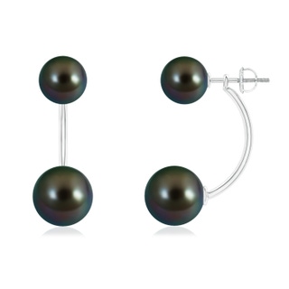 10mm AAAA Tahitian Pearl Front Back Stud Earrings in White Gold