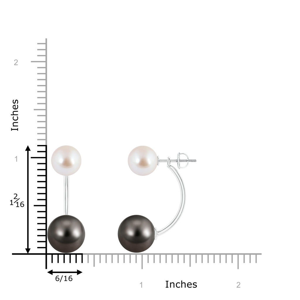 10mm AAA Tahitian & Akoya Cultured Pearl Front Back Stud Earrings in White Gold Product Image