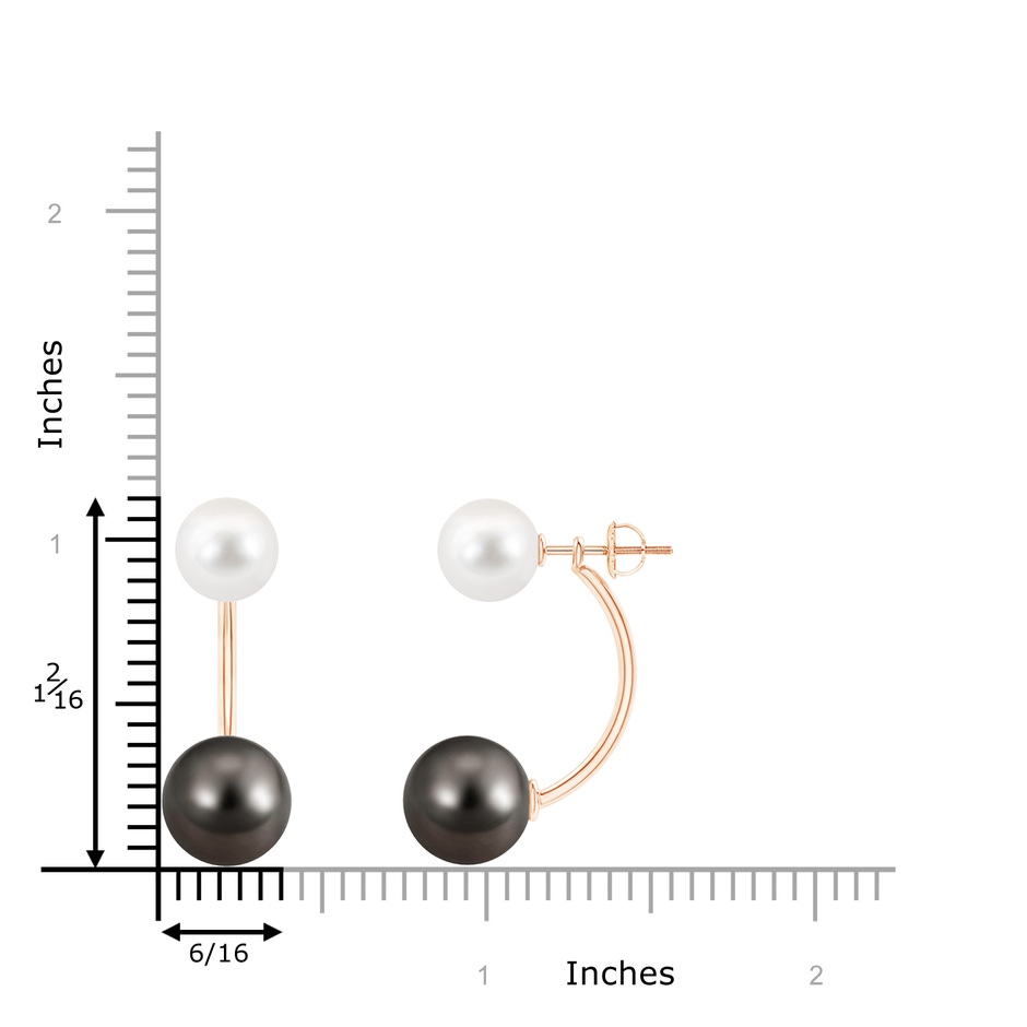 10mm AAA Tahitian & Freshwater Pearl Front Back Stud Earrings in Rose Gold product image